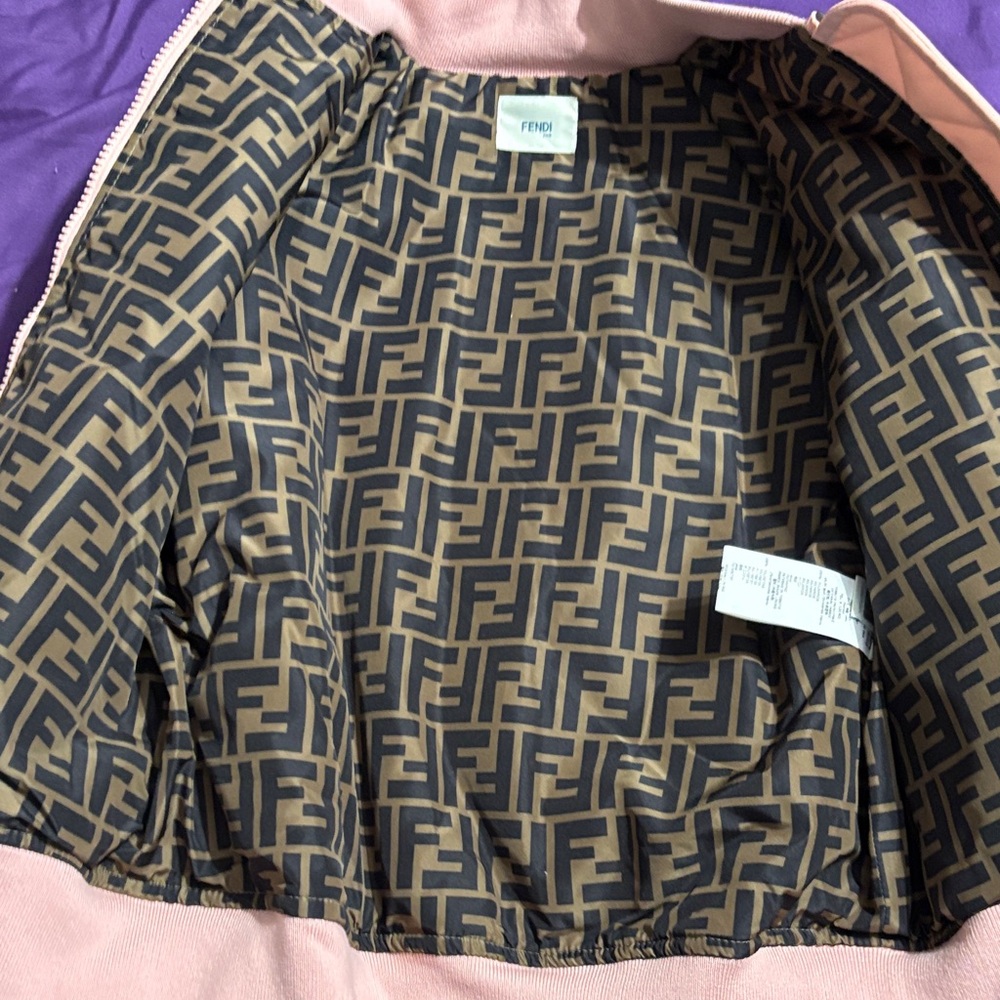 Fendi Light Pink Bomber Jacket with Bear Patch - Picture 2 of 5